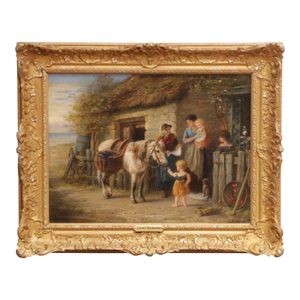 19th Century British Pastoral Oil Painting in Gilt Frame by Julian E. Drummond