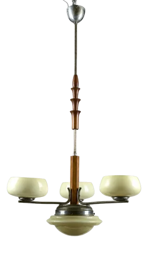 Art Deco Hanging Lamp in Metal and Glass