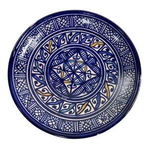 1920's Moroccan Ceramic Blue Plate, Fez