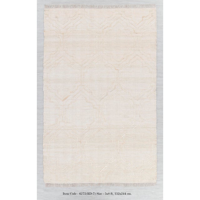 Bohemian White Jute Flatweave Rug Hand Woven, Boho Scandinavian Decor 6x9Ft. For Sale - Image 10 of 12