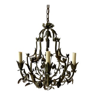 Tole Floral Chandelier For Sale