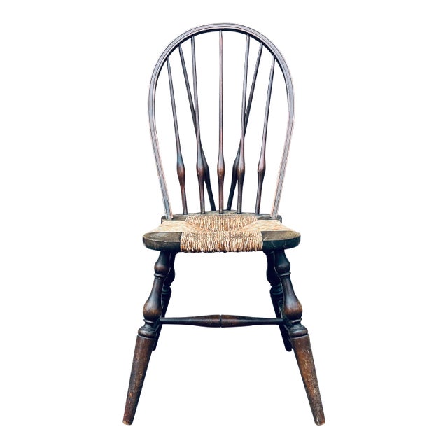 Antique John Wanamaker New York Windsor Chair With Rush Seat
