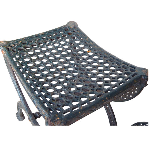 Pair 19th Century Antique European Cast Iron Garden / Patio Stools / Seats For Sale - Image 4 of 13