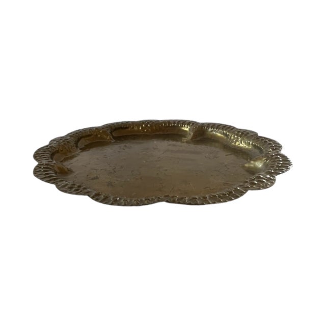 Antique Arts & Crafts German Mendelssohn Hammered Brass Tray For Sale - Image 4 of 9