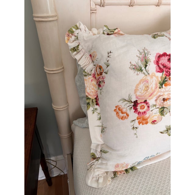Lee Jofa 1990s Set of Three Lee Jofa Weston Floral Linen Pillows For Sale - Image 4 of 10