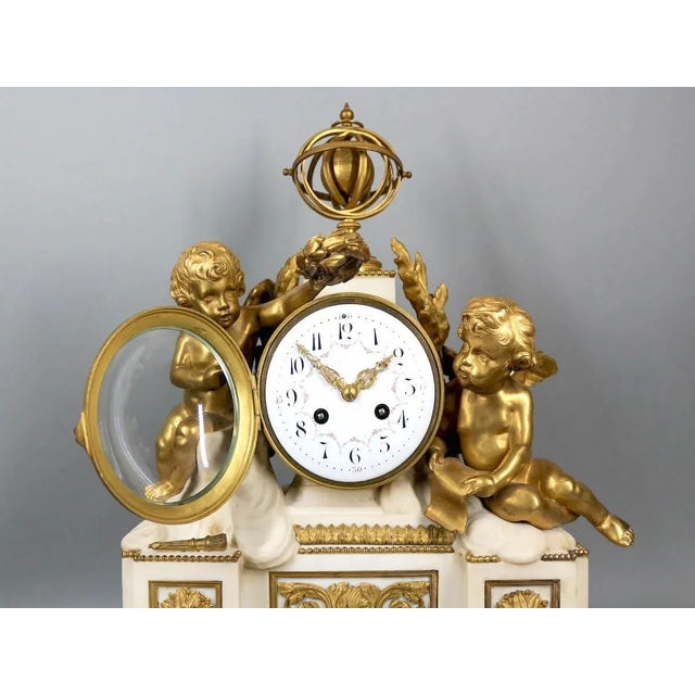 Louis XVI Gilt Bronze and Marble Table/Chimney Clock, France, Circa 1860 For Sale - Image 11 of 12