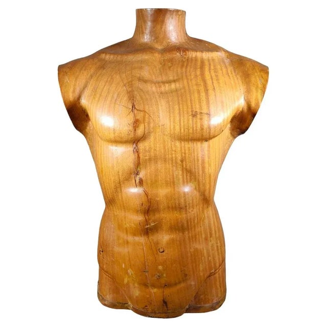 French Wooden Male Torso, 1950s For Sale - Image 13 of 13