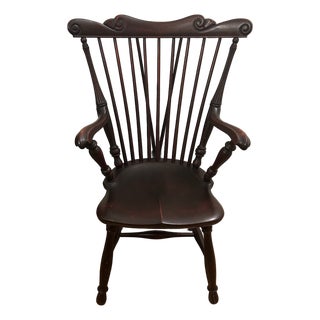 Antique Ladies Armed Windsor Fiddle Back Chair, Mahogany. For Sale