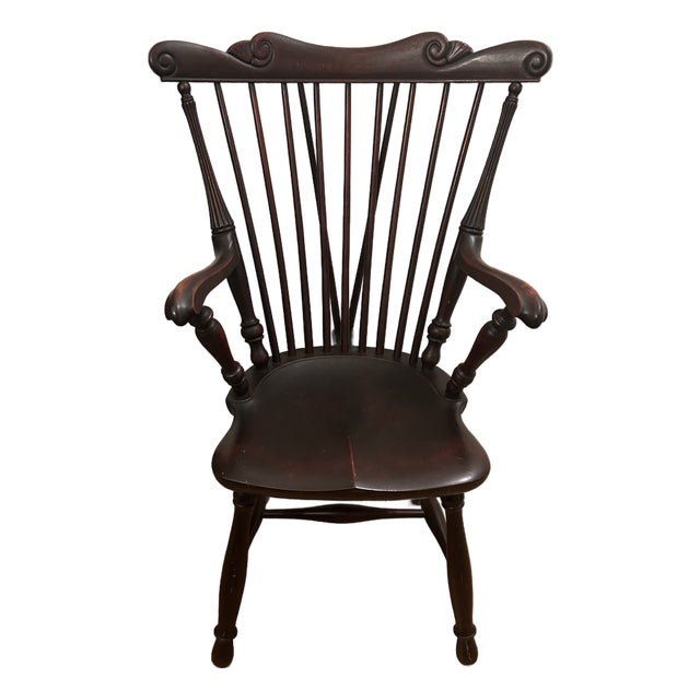 Antique Ladies Armed Windsor Fiddle Back Chair, Mahogany. For Sale