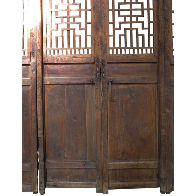 Antique Chinese 6 Panel Lattice Wood Screen Doors For Sale - Image 9 of 12