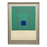 Josef Albers Vintage 1971 Limited Edition Hand Signed " P-Blue " Framed Mid Century Modernist Exhibition Silkscreen Print For Sale