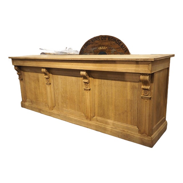 19th Century French Bleached Oak Mercerie Counter With Drawers For Sale