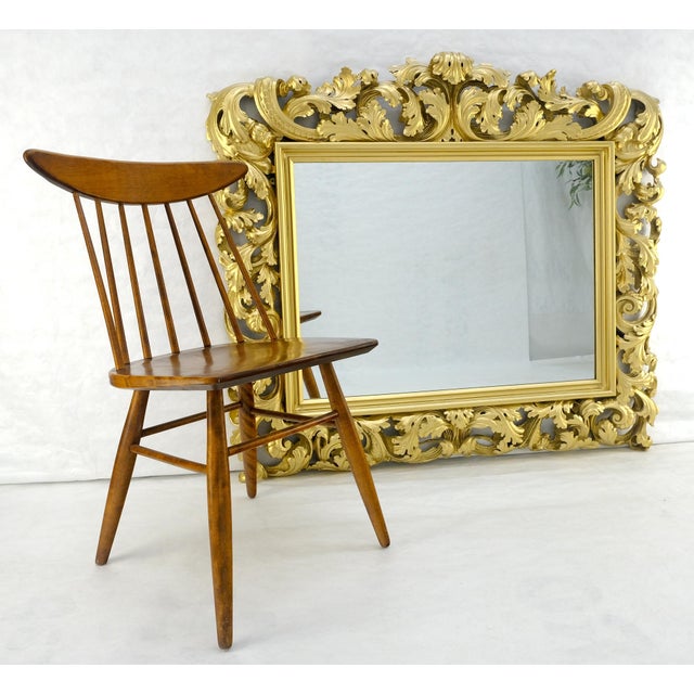 Mid 20th Century Massive Large Heavy carved Gold Gilt Frame Wall Mirror Regency Style For Sale - Image 5 of 17