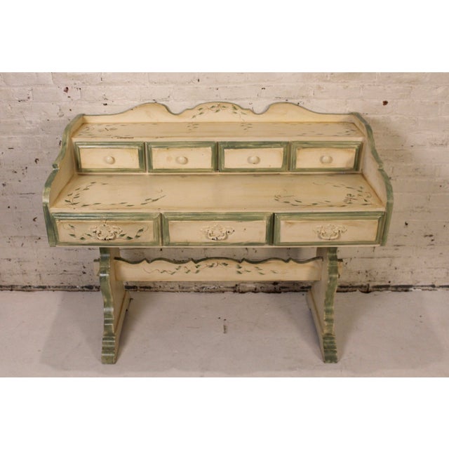 Mid 20th Century Mid 20th Century Antique Style Hand-Painted Desk With Dragonfly and Ivy Motifs For Sale - Image 5 of 16