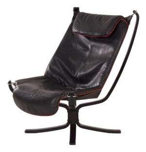 Falcon Chair in Black Leather by Sigurd Russel for Vatne Mobler, 1980s
