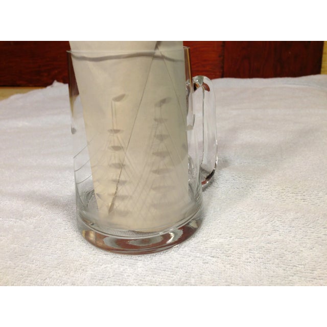 Vintage Glass Mug with Sailboat Etchings For Sale - Image 9 of 9