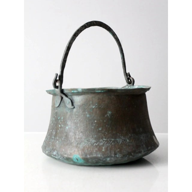French Country Antique Copper Cauldron Pot For Sale - Image 3 of 13