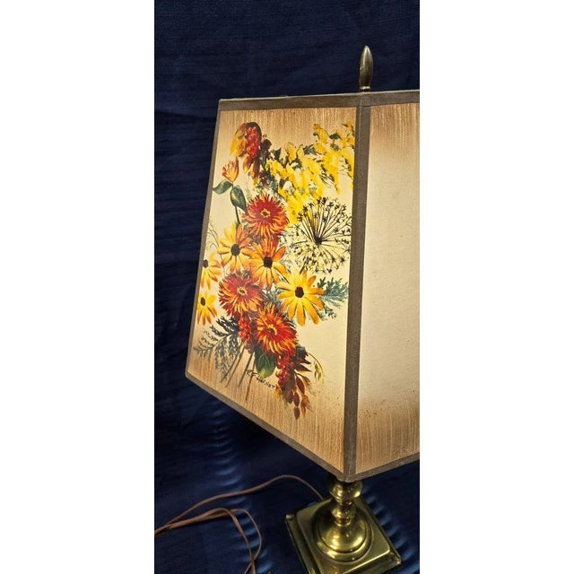 Bronze R.F. Harnett Floral Patterned Lampshade With Metal Base Lamp Issue No K-4067 For Sale - Image 8 of 11