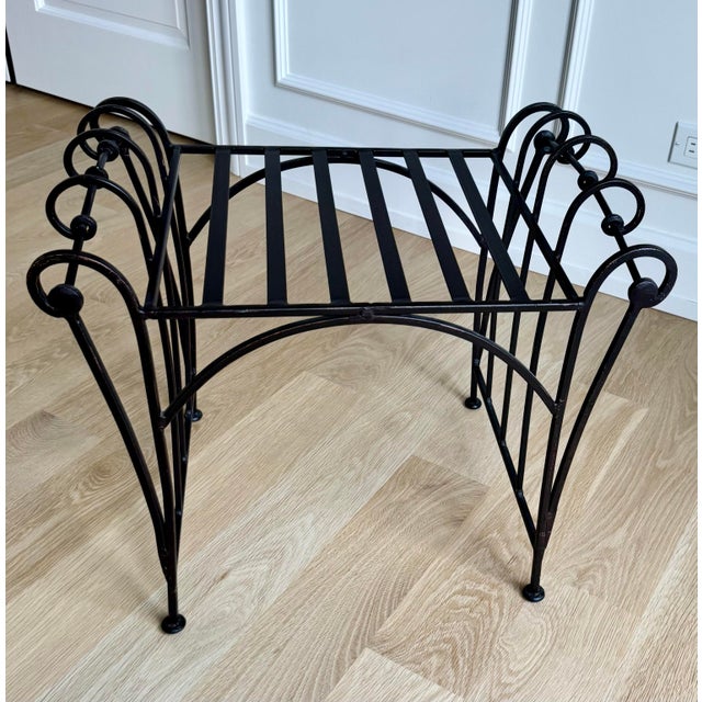 Mid 20th Century Vintage French Hand Forged Wrought Iron Vanity Bench For Sale - Image 5 of 10