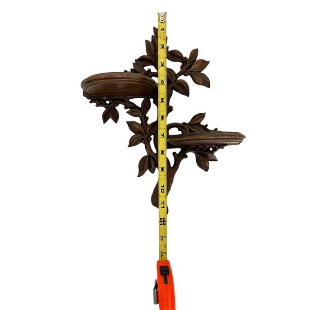 Mid-Century Modern Syroco Wood Victorian Flora Tree Branch Double Wall Shelf For Sale - Image 3 of 5