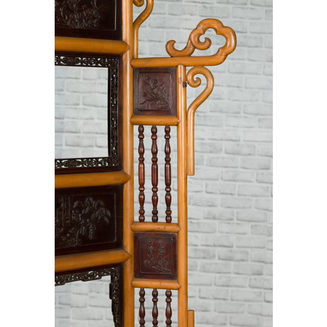 Chinese Qing Dynasty 19th Century Bamboo Washstand with Lacquered Panels For Sale In New York - Image 6 of 13