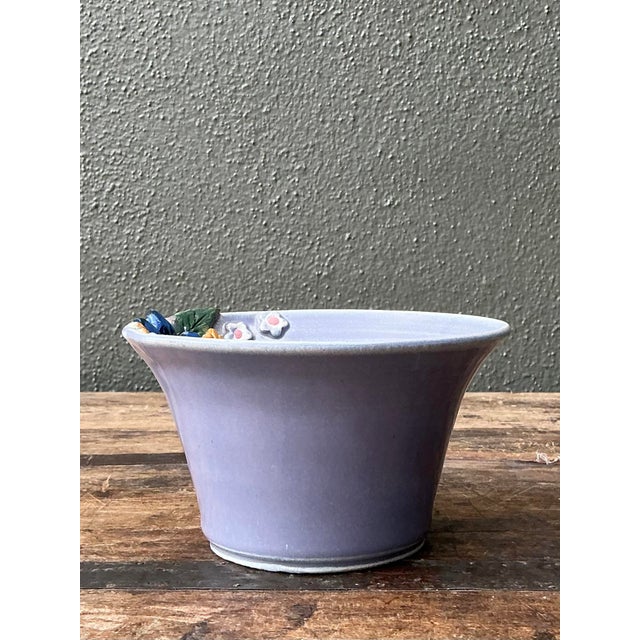 Vintage Original Studio Pottery Double Flower Bowl For Sale In West Palm - Image 6 of 12