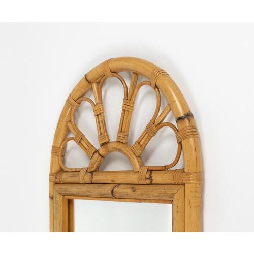 Mid-Century Modern Arch Wall Mirror in Bamboo and Rattan, 1970s For Sale - Image 9 of 12