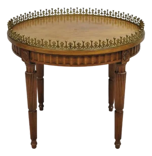 Vintage French Empire Mahogany Round Coffee Table With Brass Gallery