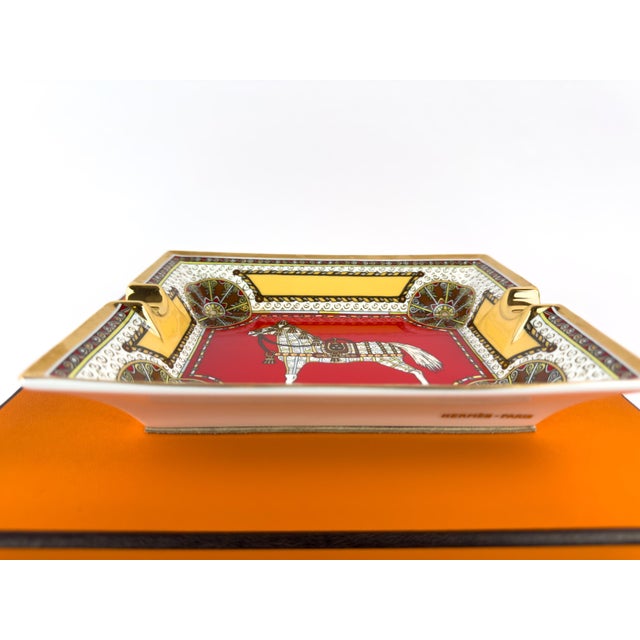 2010s Hermès Paris Cheval D’Orient (Horse of the Orient) Porcelain Ashtray, New in Box For Sale - Image 5 of 11