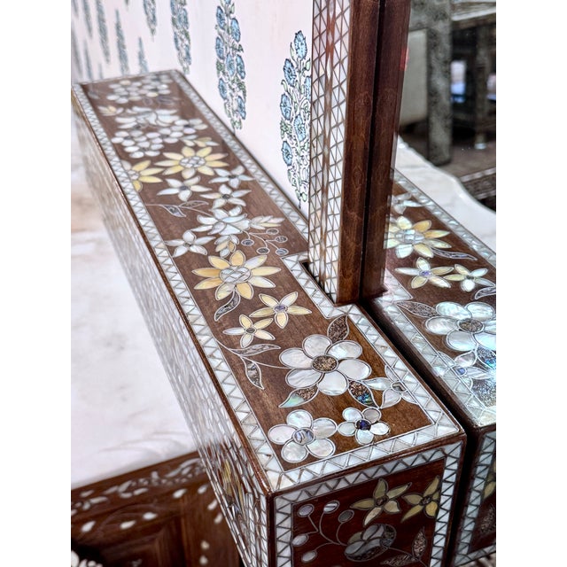 Contemporary Design Mother of Pearl Inlaid Mirror With Shelf For Sale - Image 12 of 14