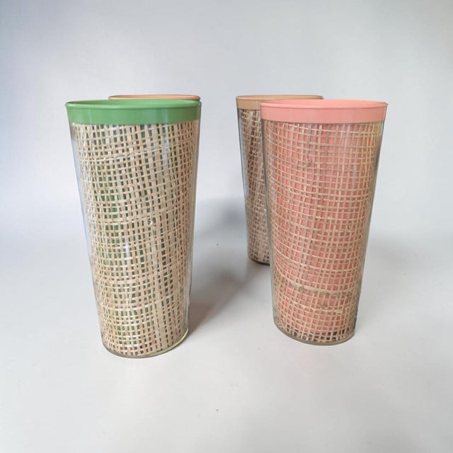 Mid Century Modern Raffia Wrapped Acrylic Drinking Cups- Set of 4 For Sale - Image 16 of 16