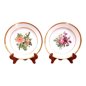 Pair of Deroche Paris Porcelain Floral Plates, 19th Century