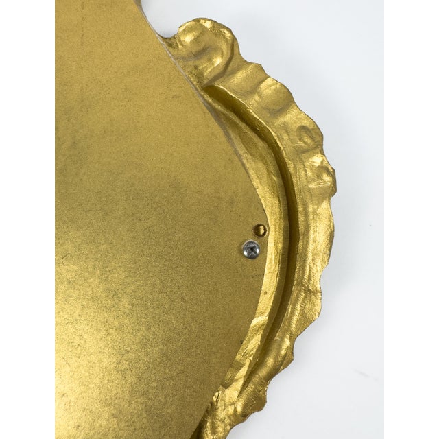 Vintage Rococo Baroque Style Gilt Metal Wall Mirror With Ornate Frame For Sale - Image 14 of 17