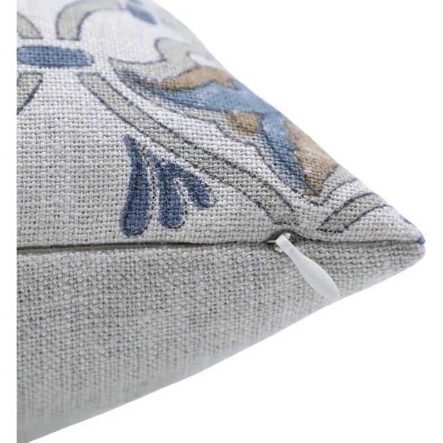 Art Deco Block Printed Pillow Cover - Thick Linen 22x22 Inch- Hridyavan For Sale - Image 3 of 4