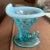 Mid 20th Century Small Vintage Blue and Opalescent Hobnail Glass Cornucopia Horn For Sale - Image 5 of 13