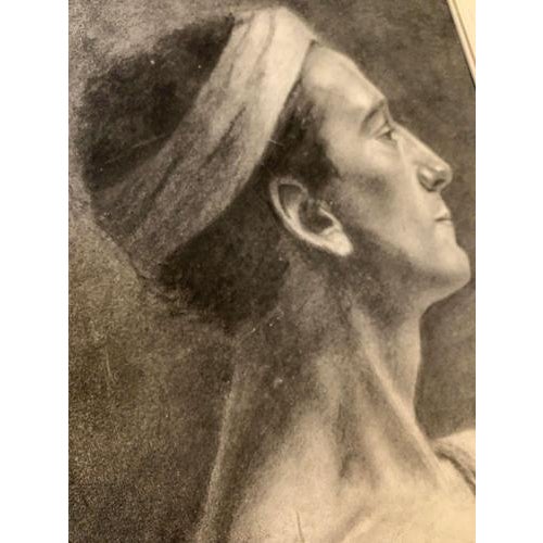 Profile of Man in Classic Roman Tunic, 1900s, Charcoal Drawing, Framed For Sale - Image 5 of 10