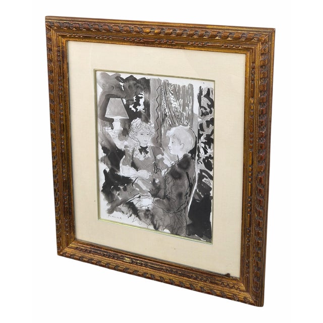 Rare Original Emilio Grau Sala Parisian Watercolor Painting.