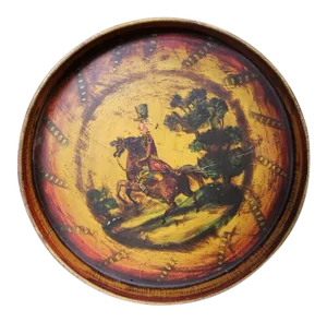C. 1860 French Infantry Soldier Motif Hand Painted Toleware Tray Made in France