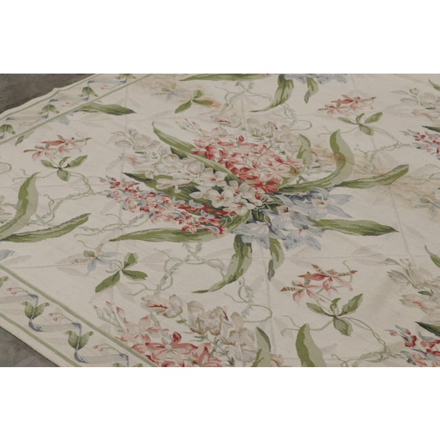 2010s Rug & Kilim’s Tudor Style Rug in White and Cream With Floral Patterns For Sale - Image 5 of 8