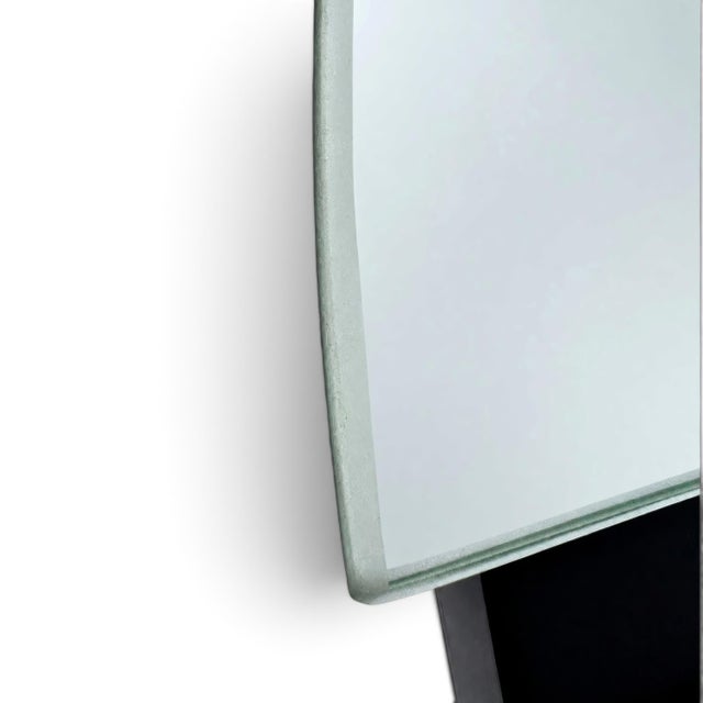 Modern Minimalist Split Circle Wall Mirror With Black Center For Sale - Image 9 of 11