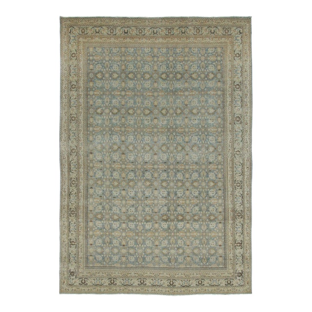 Antique Persian Tabriz Rug With Geometric Herati Designs in Blue - Rug & Kilim For Sale