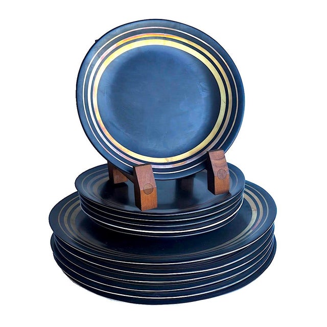1980s 1970s Block Bidasoa Porcelain Orbit Creation Dinner and Salad Plates, 12 Piece Set For Sale - Image 5 of 14