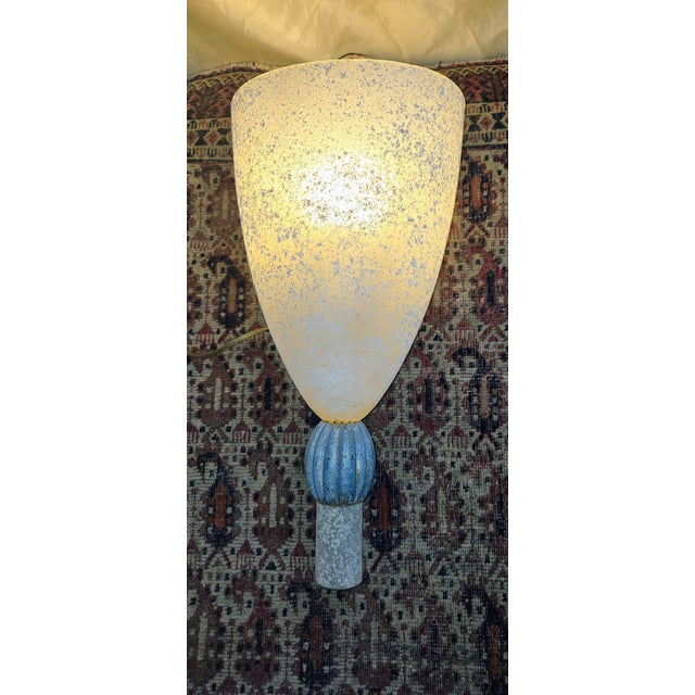 Seguso 1980s Italian Seguso Murano Frosted Glass Wall Lamp For Sale - Image 4 of 11