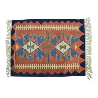 1980s Hand Woven Kilim Rug For Sale