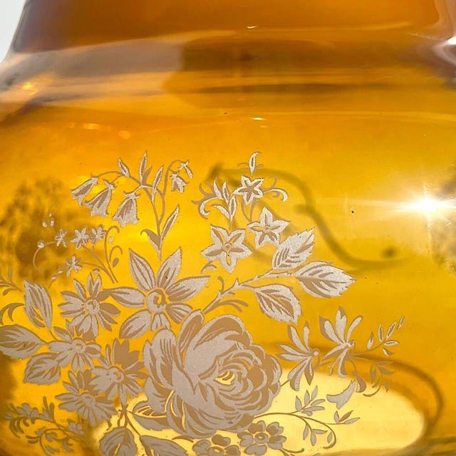 Metal Vintage Portuguese Amber Glass Romantic Hanging Light, 1970s For Sale - Image 7 of 13