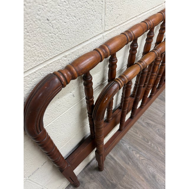 Brown Vintage Full Size Jenny Lind Spindle Bed Spool Headboard and Footboard For Sale - Image 8 of 12