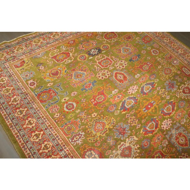Late 19th Century Late 19th Century Zabihi Collection Green Sultanabad Rug For Sale - Image 5 of 12