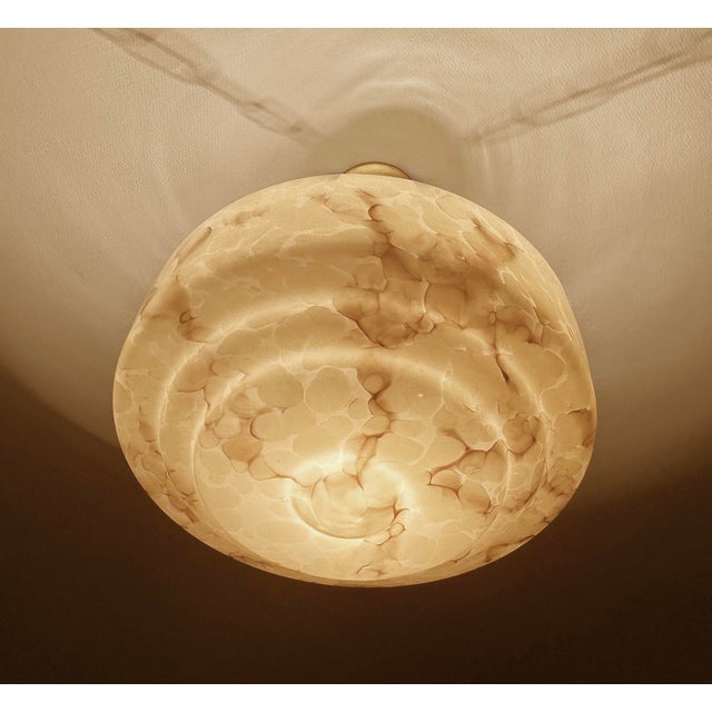 Art Deco Pendant Light in Pink Marble Glass, 1930s For Sale - Image 10 of 17