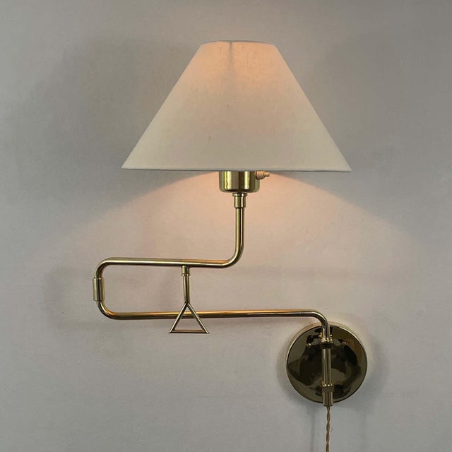 Articulating Brass Wall Light, 1950s For Sale - Image 3 of 16