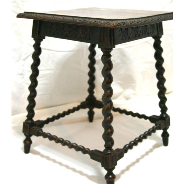 Antique English Petite Barley Twist Wood Accent End Side Table For Sale - Image 4 of 9
